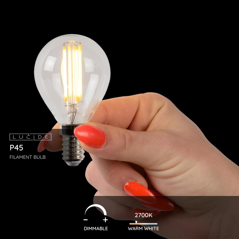 Lucide P45 - Žiarovka - Ø 4,5 cm - LED Rozm. - E14 - 1x4W 2700K - Transparent